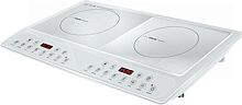 Плитка индукционная Centek CT-1514 White <3500Вт> 2 конфорки, 8 наст мощ-ти, 7 программ, таймер, LED
