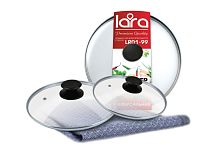 LR01-97 Крышка LARA 24см стеклянная универсальная, стильная ручка