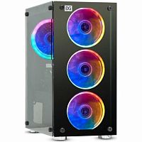 Корпус Minitower ExeGate Mistery X2 (mATX, без БП, 2*USB+1*USB3.0, аудио, черный, 4 вент. 12см с RGB