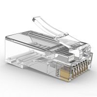 Вилка RJ-45 (8P8C) LC-PTU-01/100 универсальная. кат.5e. 6 микрон, со сквозным отверстием  (100 шт.)