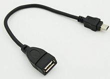 Кабель USB (f)-mini USB (m) 0.2м черный