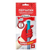 Перчатки хоз.латексные сверхпр.Биколор М белый+красный Komfi BICOIRA2