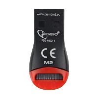 Картридер для MicroSD Gembird FD2-MSD-1, USB2.0, черно-красный, блистер