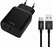 Сетевое зарядное устройство USB, 2.4A, Smart, с кабелем TypeC,Цвет:черный (TFN,TFN-WCRPD12W2U03)