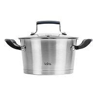 LR02-278 Кастрюля LARA (нерж) ВЕНЕРА 16x9см 1.6л, капсулированное индукционное дно, стекл. крышка