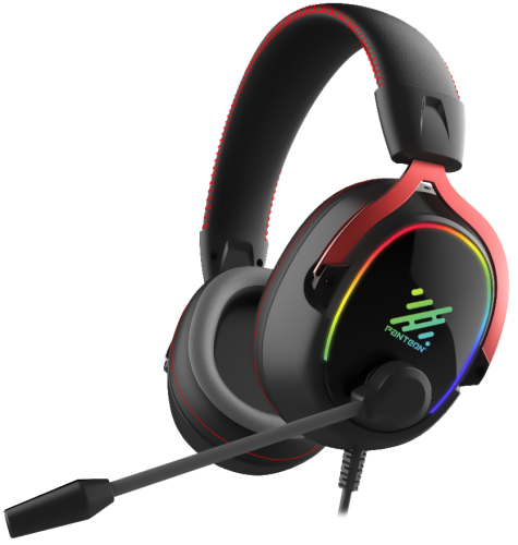 Игровые наушники с микрофоном PANTEON GHP-270 PRO черно-красные(USB, LED RAINBOW, звук 7.1, ПО)