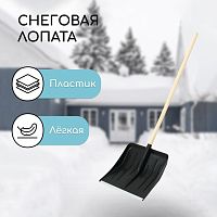 Лопата пластиковая 410*440 мм, оцинкованная планка 32 мм, деревянный черенок 1 сорт 9946230  "Метель