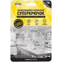 Крючок самоклеящийся Aviora, 8*8 см., прозрачный, 1шт., блистер