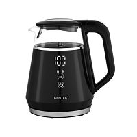 Чайник Centek CT-0019 стекло 1л, 1100Вт, LED подсветка, цифров дисплей, защита от вкл б/воды, фильтр