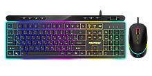Игровой проводной набор с подсветкой PANTEON GS230 (мембранная клав. и  мышь,программируемый),черный