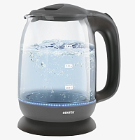 Чайник Centek CT-0034 (серый) <Vancouver> стекло, 1.8л, 2200Вт, внутренняя LED подсветка, кнопка