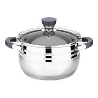 LR02-473 Кастрюля LARA (нерж) серия <MERCURY> 22см, 4.9л, стал.ручки, капсул индук дно, жароп.крышка