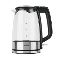 Чайник Centek CT-0003 стекло 1.7л, 2200Вт, LED подсветка,  Фильтр от накипи, STRIX контроллер