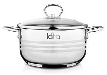 LR02-06 Кастрюля LARA (нерж) серия STANDART <7.1л> 26x14,5см капсулированное индукционное дно,крышка