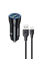 Автомобильное ЗУ/Exployd/micro USB/2.4A/2хUSB/чёрный/Easy/EX-Z-1446