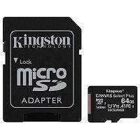 Карта памяти KINGSTON (SDCS2/64GB) 64GB SDHC CANVAS SELECT PLUS UHS-I Class 10 U1 A1 с адаптером
