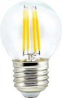 Лампа светодиодная Ecola globe   LED Premium  5,0W G45 220V E27 4000K 360° filament прозр. нитевидны