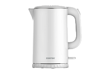 Чайник Centek CT-0020 (White) металл 1.7л, 2200W, бесшовная колба, двойные стенки