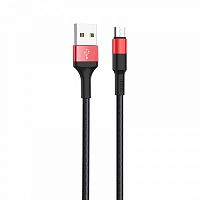 Кабель USB 2.0 hoco X26, AM/microBM, черно-красный, 1м