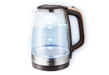 Чайник Centek CT-0065 <Beige> стекло, 1.7л 2200Вт, LED-подсветка, мерная шкала, защита от вкл б/воды