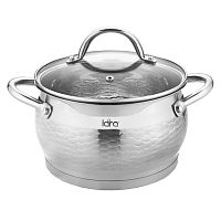 LR02-330 Кастрюля LARA (нерж) MILANO 16x10см 2.1л, молотковое покрытие