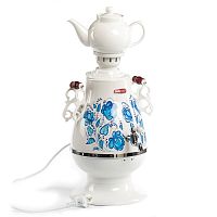 Самовар Centek CT-0091 A <белый+рисунок> 4.0л, 2100Вт  поддерж. t° +LED индикатор, керамич заварник