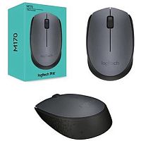 Мышь Logitech M170 серый/черный оптическая (1000dpi) беспроводная USB для ноутбука (2but) 910-004642