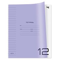 Тетрадь 12л., линия BG "UniTone. Neon", пластиковая обложка, неон сиреневый  