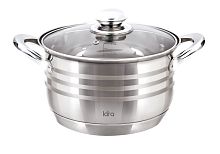 LR02-583 Кастрюля LARA (нерж) серия SONATA 24x14,5см <6.5л> капс. индукц. дно, комбо-полировка, крыш