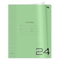 Тетрадь 24л. клетка BG "UniTone. Green", пластиковая прозрачная обложка  