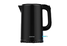 Чайник Centek CT-0020 (Black) металл 1.7л, 2200W, бесшовная колба, двойные стенки