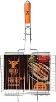 Решётка гриль GRILLBOOM Решётка гриль хром со съёмной ручкой 57x30x25 глубина 5см, хромированная ста