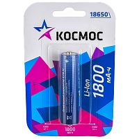 Аккумулятор Li-ion 18650 1800мА.ч без защиты (блист.1шт) КОСМОС KOC18650Li-ion18UBL1