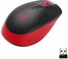 Мышь Logitech M190 черный/красный оптическая (1000dpi) беспроводная USB (2but) 910-005915