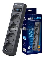 Сетевой фильтр Pilot m-MAX 3м (4 розетки) серый (коробка)