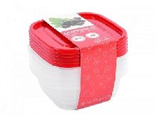OURSSON CP2581S/RD наб. контейнеров квадрат. 5шт.х0,5л