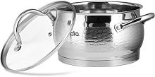 LR02-333 Кастрюля LARA (нерж) MILANO 24x14см 6.6л, молотковое покрытие