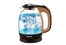 Чайник Centek CT-0056 стекло (бежевый+кофе), 1.7л, 2200Вт, LED-подсветка, боросиликатное стекло