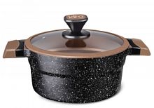 LR02-302 Кастрюля LARA серия МАРСЕЛЬ 20x9,5см  2.5л  "Bronze stone", крышка, силикон, все типы плит