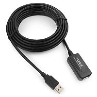 Кабель удлинитель USB 2.0 активный Cablexpert UAE016-BLACK, AM/AF, 4.8м, черный, пакет