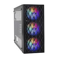 Корпус Miditower ExeGate EVO-8243 (ATX, без БП, 2*USB+1*USB3.0, черный, 3 вент. с RGB подсветкой, бо