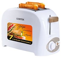 Тостер Centek CT-1420 (белый) 750 Вт, 7 уровней мощности, теплоизолированный корпус, функция отмены