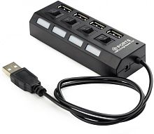 Концентратор USB 2.0 Gembird UHB-243-AD с подсветкой и выключателем, 4 порта, блистер